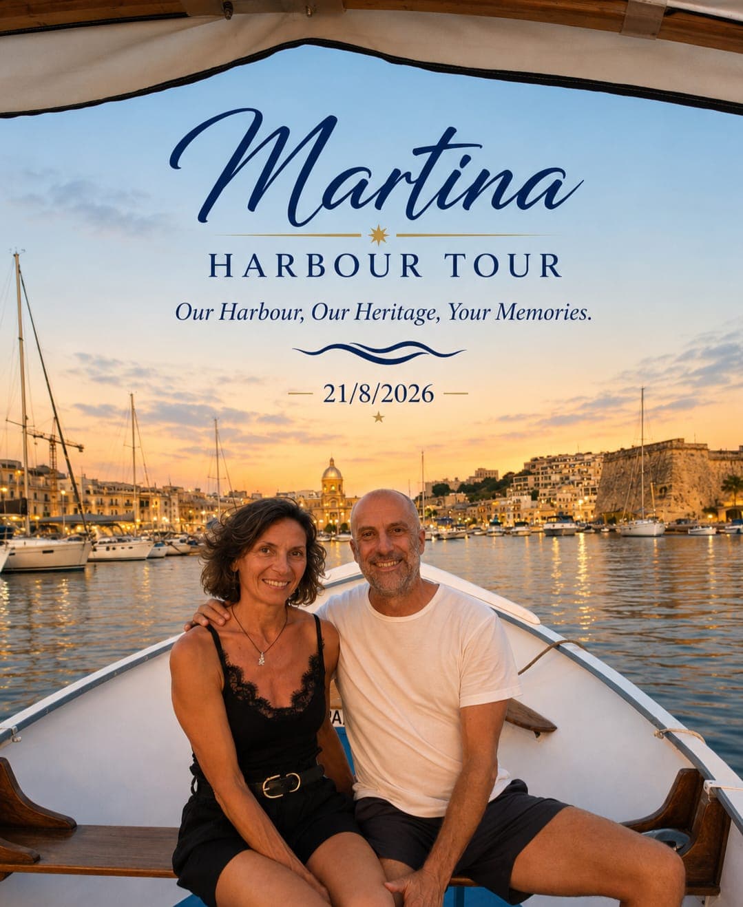 Guests on the Martina at golden hour